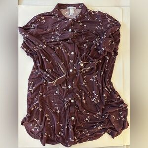 Eberjey Daisy Wine Colored Pajama Top/Gown Size Small Breathable Tencel Modal